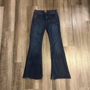Dark denim high waisted flare Sneak Peek jeans